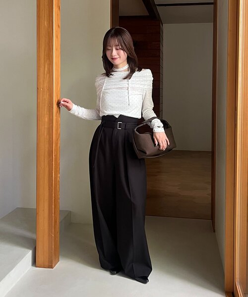 CAPRICIEUX LE'MAGE(カプリシューレマージュ)の「【riho企画】ドットドレープロンT(Tシャツ/カットソー・レディース・ホワイト/ブラック・FREE)」の16枚目の写真