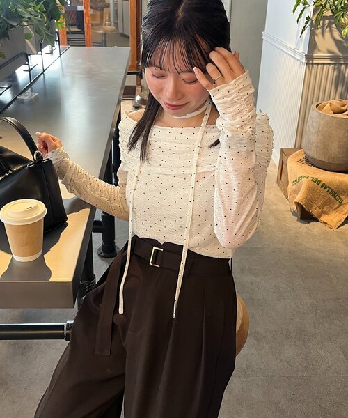 CAPRICIEUX LE'MAGE(カプリシューレマージュ)の「【riho企画】ドットドレープロンT(Tシャツ/カットソー・レディース・ホワイト/ブラック・FREE)」の20枚目の写真