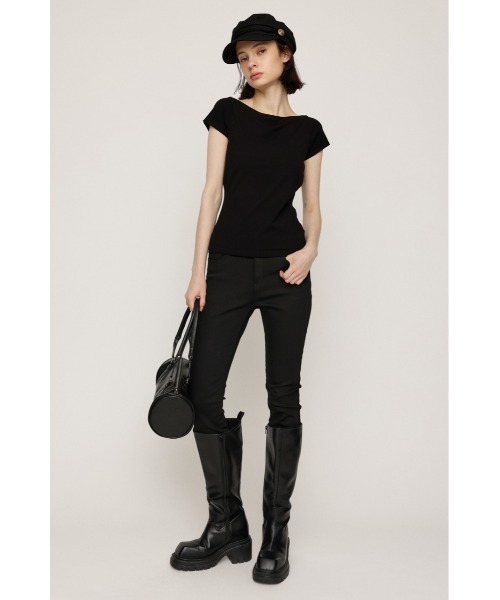 SLY(スライ)の「BACK OPEN CHARM TOPS バックオープンチャームトップス 秋服 夏服 サマーニット カップ付き(Tシャツ/カットソー・レディース・ブラウン/ブラック・FREE)」の3枚目の写真