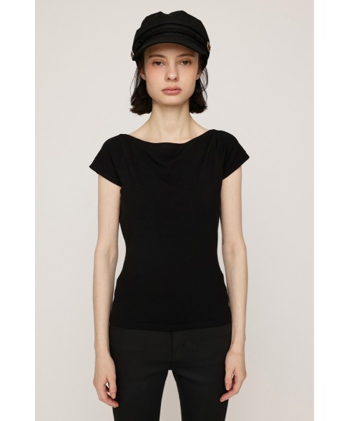 SLY(スライ)の「BACK OPEN CHARM TOPS バックオープンチャームトップス 秋服 夏服 サマーニット カップ付き(Tシャツ/カットソー・レディース・ブラウン/ブラック・FREE)」の7枚目の写真