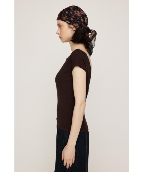 SLY(スライ)の「BACK OPEN CHARM TOPS バックオープンチャームトップス 秋服 夏服 サマーニット カップ付き(Tシャツ/カットソー・レディース・ブラウン/ブラック・FREE)」の12枚目の写真
