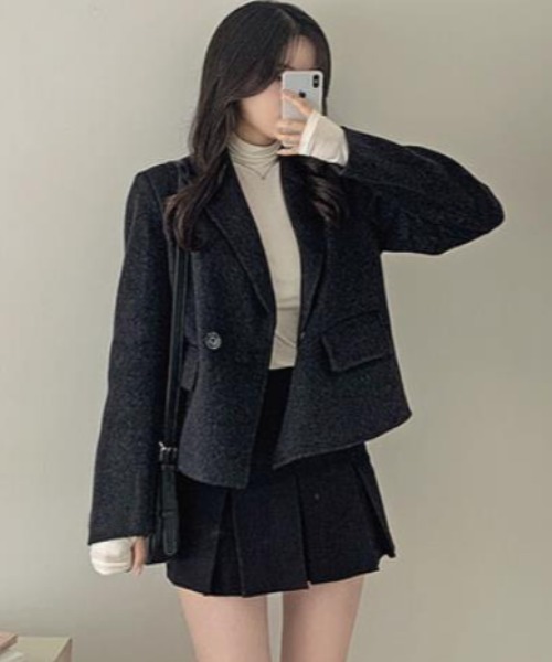 semplice(センプリチェ)の「ショートコート【韓国ファッション】(その他アウター・レディース・ブラウン/ベージュ/グレー/ダークグレー・F)」の19枚目の写真