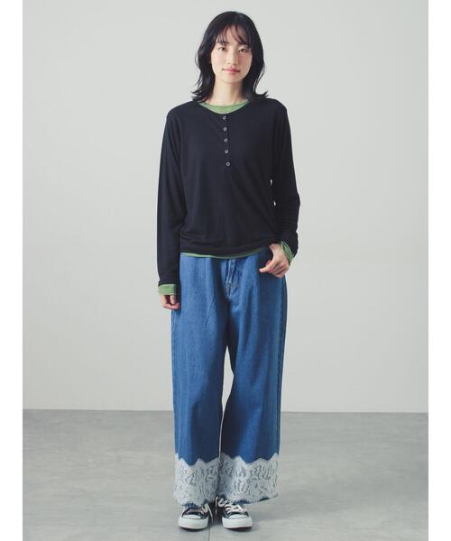 Samansa Mos2(サマンサ モスモス)の「シアー配色コンビカットソー(Tシャツ/カットソー・レディース・ブルー/グレー・F)」の7枚目の写真