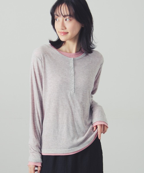 Samansa Mos2(サマンサ モスモス)の「シアー配色コンビカットソー(Tシャツ/カットソー・レディース・ブルー/グレー・F)」の1枚目の写真