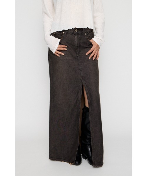 LAGUA GEM(ラグアジェム)の「HIGH SLIT MAXI スカート(デニムスカート・レディース・ライトブルー/ブラック・MEDIUM/SMALL/X-SMALL)」の4枚目の写真