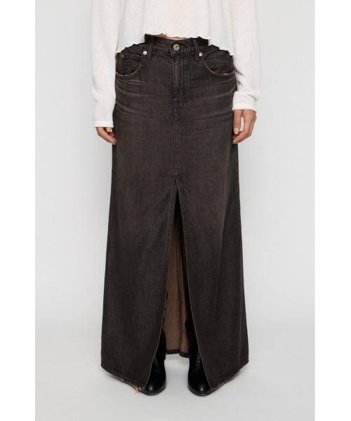 LAGUA GEM(ラグアジェム)の「HIGH SLIT MAXI スカート(デニムスカート・レディース・ライトブルー/ブラック・MEDIUM/SMALL/X-SMALL)」の3枚目の写真