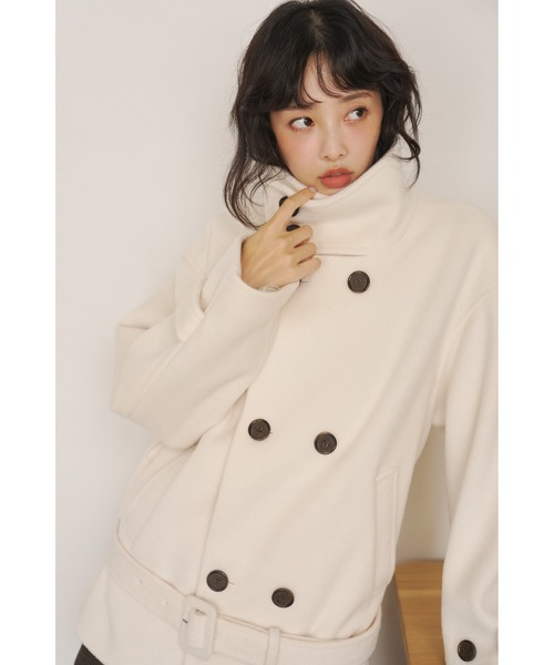 LILY BROWN(リリーブラウン)の「スタンドカラー2wayコート(ステンカラーコート・レディース・グレー/ミント/アイボリー・F)」の2枚目の写真