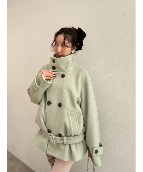 LILY BROWN(リリーブラウン)の「スタンドカラー2wayコート(ステンカラーコート・レディース・グレー/ミント/アイボリー・F)」の12枚目の写真