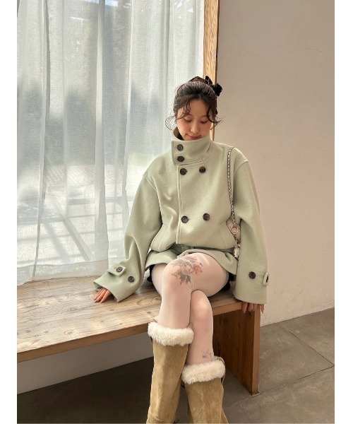 LILY BROWN(リリーブラウン)の「スタンドカラー2wayコート(ステンカラーコート・レディース・グレー/ミント/アイボリー・F)」の13枚目の写真
