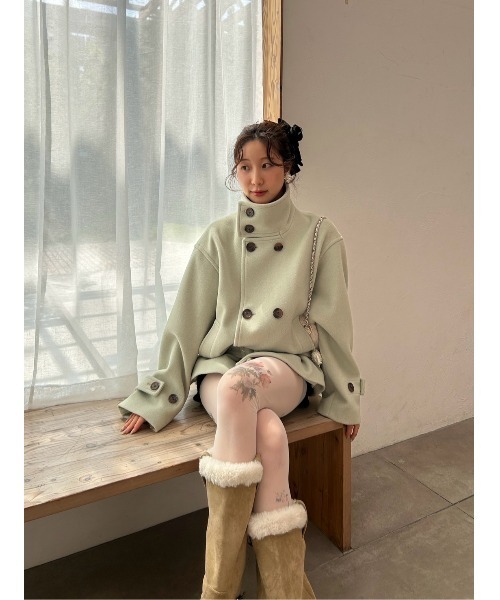 LILY BROWN(リリーブラウン)の「スタンドカラー2wayコート(ステンカラーコート・レディース・グレー/ミント/アイボリー・F)」の14枚目の写真