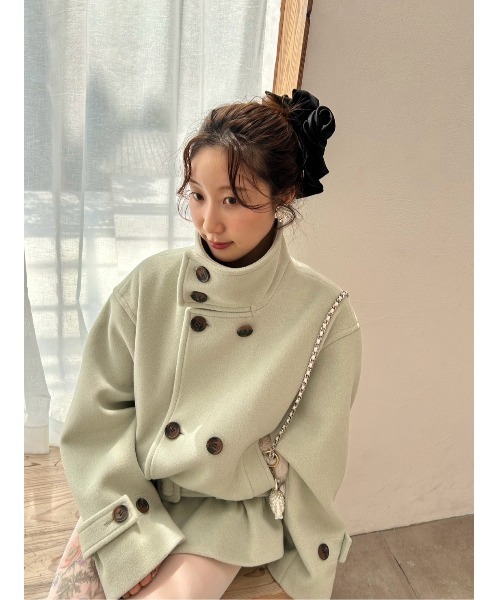 LILY BROWN(リリーブラウン)の「スタンドカラー2wayコート(ステンカラーコート・レディース・グレー/ミント/アイボリー・F)」の15枚目の写真