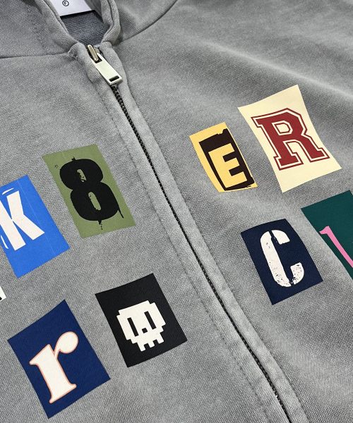 SK8ER ROCK(スケーターロック)の「コラージュロゴ ピグメントスウェット フードジップアップ(グレー)(パーカー・レディース・その他・ONE SIZE)」の4枚目の写真