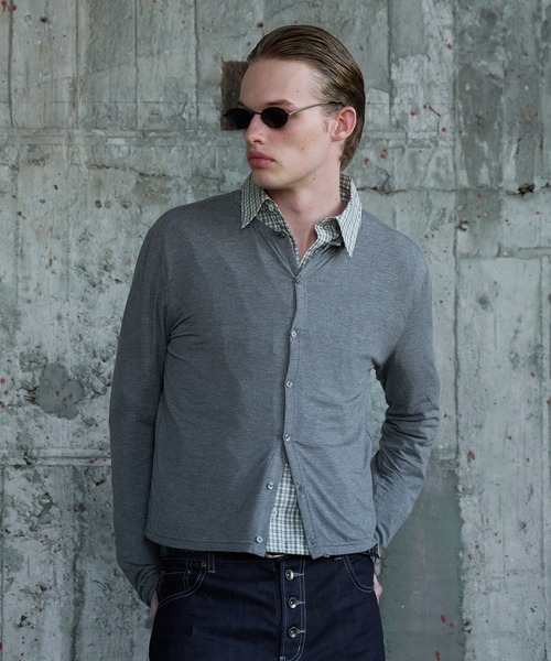 Regen Glanz(レーゲングランツ)の「compact crewneck cardigan / コンパクトクルーネックカーディガン(カーディガン/ボレロ・メンズ・グレー/ブラック・MEDIUM/LARGE/SMALL)」の10枚目の写真