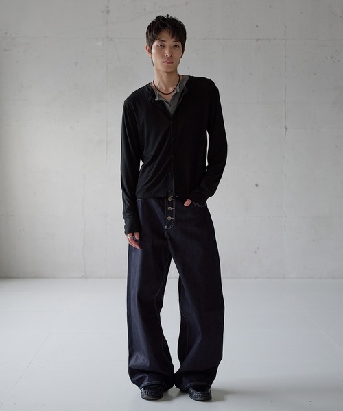 Regen Glanz(レーゲングランツ)の「compact crewneck cardigan / コンパクトクルーネックカーディガン(カーディガン/ボレロ・メンズ・グレー/ブラック・MEDIUM/LARGE/SMALL)」の15枚目の写真
