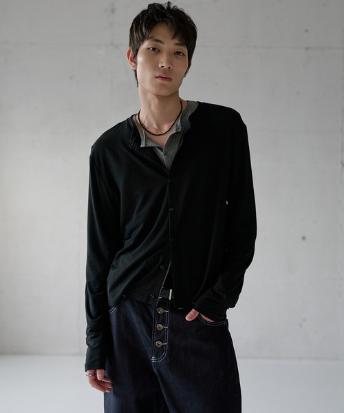 Regen Glanz(レーゲングランツ)の「compact crewneck cardigan / コンパクトクルーネックカーディガン(カーディガン/ボレロ・メンズ・グレー/ブラック・MEDIUM/LARGE/SMALL)」の19枚目の写真