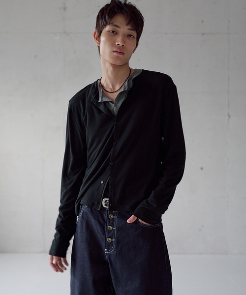 Regen Glanz(レーゲングランツ)の「compact crewneck cardigan / コンパクトクルーネックカーディガン(カーディガン/ボレロ・メンズ・グレー/ブラック・MEDIUM/LARGE/SMALL)」の21枚目の写真