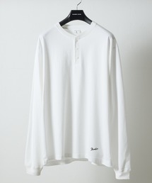 BASIC HEM PRINTED HENLEY NECK L/S T-SHIRT / ベーシック ワンポイント ロゴプリント ヘンリーネック ロンT
