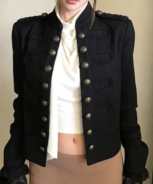 FAVORITO(ファヴォリート)の「ショートジャケット(その他アウター・レディース・グリーン/ブラック・S/M/L)」の1枚目の写真