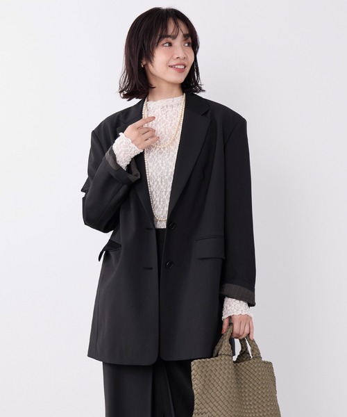 MICA&DEAL(マイカ&ディール)の「ビッグテーラードジャケット〈セットアップ対応〉(テーラードジャケット・レディース・ブラック/ベージュ/チャコールグレー・FREE)」の2枚目の写真