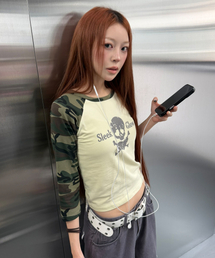 ヴィンテージスカルラグランTシャツ[レモン]