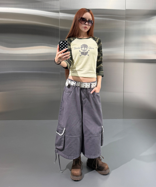 SLEEKGLOW（スリック グロウ）の「ヴィンテージスカルラグランTシャツ[レモン]（Tシャツ/カットソー・レディース・その他・FREE）」の7枚目の写真