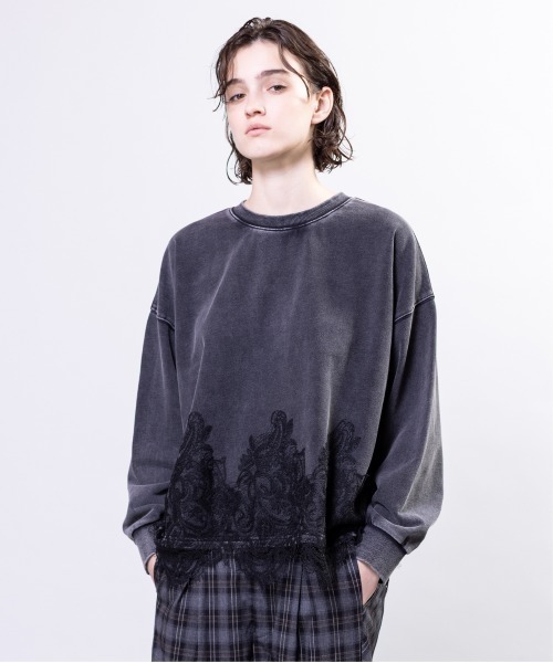 OSMOSIS(オズモーシス)の「裏毛レースヘムプルオーバー(Tシャツ/カットソー・レディース・ブラック/カーキ/ブルー・ONE SIZE)」の2枚目の写真