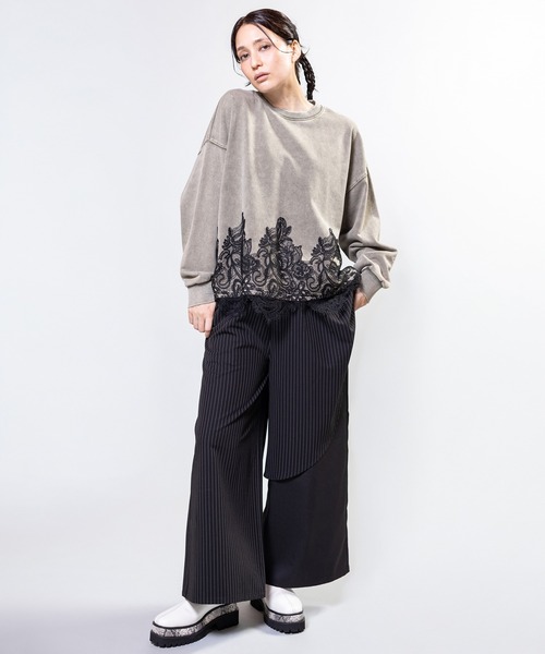 OSMOSIS(オズモーシス)の「裏毛レースヘムプルオーバー(Tシャツ/カットソー・レディース・ブラック/カーキ/ブルー・ONE SIZE)」の11枚目の写真