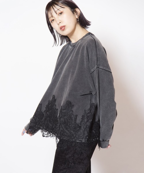 OSMOSIS(オズモーシス)の「裏毛レースヘムプルオーバー(Tシャツ/カットソー・レディース・ブラック/カーキ/ブルー・ONE SIZE)」の9枚目の写真