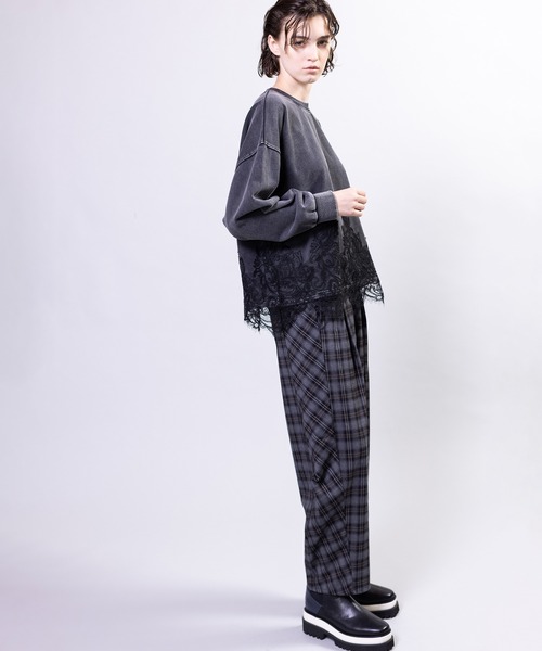 OSMOSIS(オズモーシス)の「裏毛レースヘムプルオーバー(Tシャツ/カットソー・レディース・ブラック/カーキ/ブルー・ONE SIZE)」の14枚目の写真