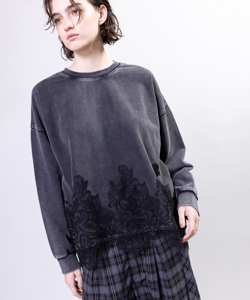 OSMOSIS(オズモーシス)の「裏毛レースヘムプルオーバー(Tシャツ/カットソー・レディース・ブラック/カーキ/ブルー・ONE SIZE)」の15枚目の写真