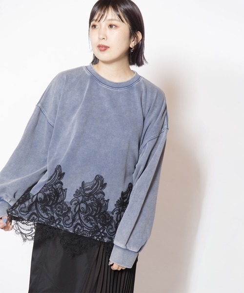 OSMOSIS(オズモーシス)の「裏毛レースヘムプルオーバー(Tシャツ/カットソー・レディース・ブラック/カーキ/ブルー・ONE SIZE)」の6枚目の写真