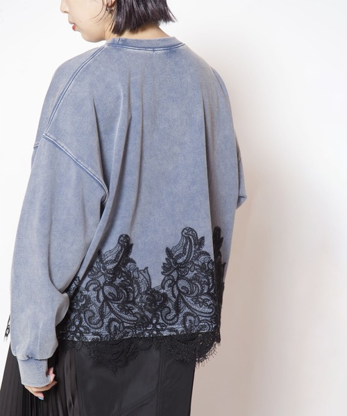 OSMOSIS(オズモーシス)の「裏毛レースヘムプルオーバー(Tシャツ/カットソー・レディース・ブラック/カーキ/ブルー・ONE SIZE)」の7枚目の写真