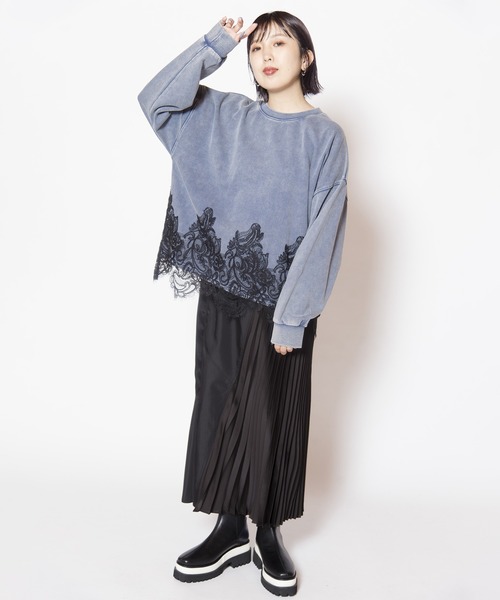 OSMOSIS(オズモーシス)の「裏毛レースヘムプルオーバー(Tシャツ/カットソー・レディース・ブラック/カーキ/ブルー・ONE SIZE)」の8枚目の写真