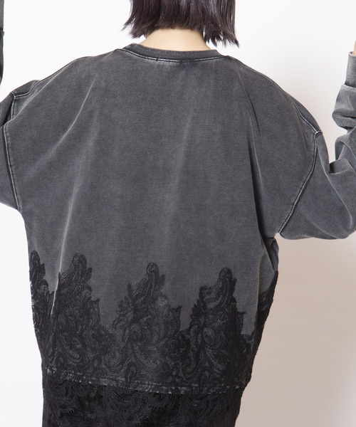 OSMOSIS(オズモーシス)の「裏毛レースヘムプルオーバー(Tシャツ/カットソー・レディース・ブラック/カーキ/ブルー・ONE SIZE)」の4枚目の写真