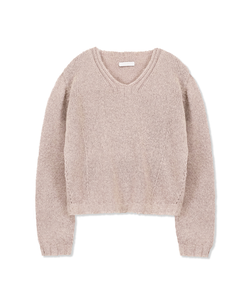 Yuje(ユジェ)の「HAIRY V-NECK KNIT (3color)(ニット/セーター・レディース・スカイブルー/ピンク/アイボリー・FREE)」の3枚目の写真