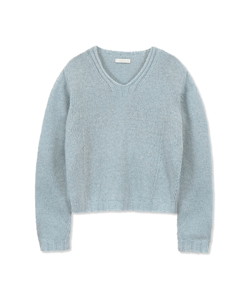 Yuje(ユジェ)の「HAIRY V-NECK KNIT (3color)(ニット/セーター・レディース・スカイブルー/ピンク/アイボリー・FREE)」の2枚目の写真