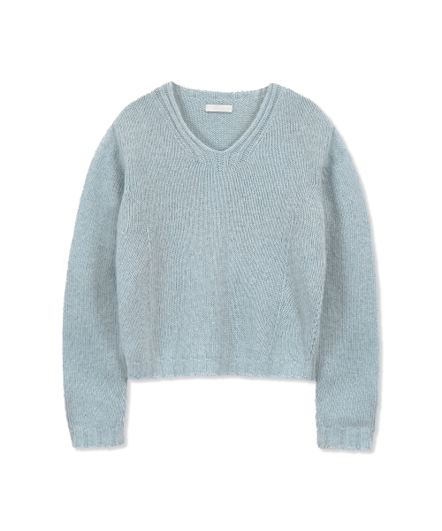 Yuje(ユジェ)の「HAIRY V-NECK KNIT (3color)(ニット/セーター・レディース・スカイブルー/ピンク/アイボリー・FREE)」の9枚目の写真