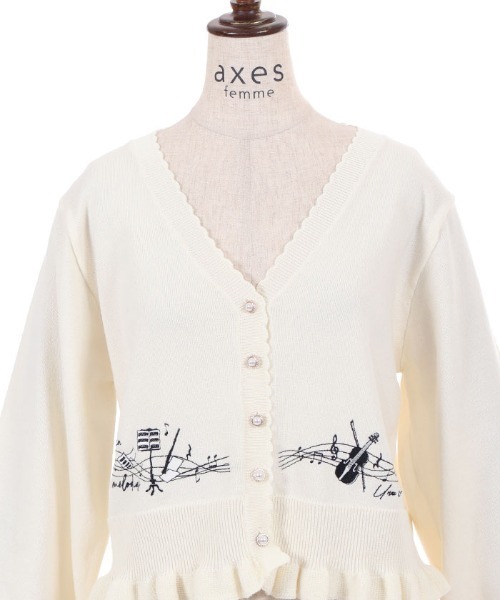 axes femme(アクシーズファム)の「音楽刺繍ショートニットカーディガン(カーディガン/ボレロ・レディース・ブラック/ワイン/キナリ・FREE)」の20枚目の写真
