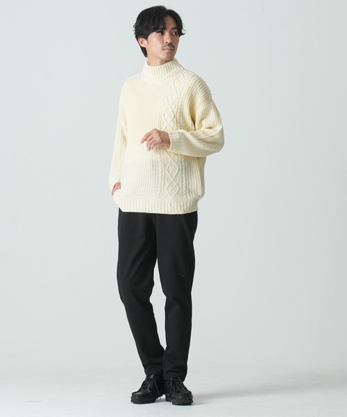  (Never) Acquiesce（ネバーアクイース）の「ケーブル切り替えボトルネックニット（ニット/セーター・メンズ・グレー/ホワイト/ブラック/ベージュ・MEDIUM/LARGE）」の10枚目の写真