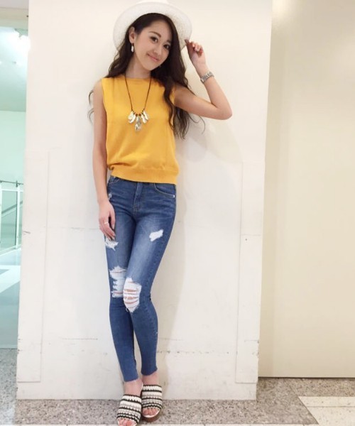 EGOIST（エゴイスト）の「クラッシュデニムスキニー（デニムパンツ・レディース・ネイビー/ブルー・2/1/0）」の2枚目の写真