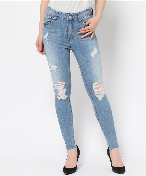 EGOIST（エゴイスト）の「クラッシュデニムスキニー（デニムパンツ・レディース・ネイビー/ブルー・2/1/0）」の8枚目の写真