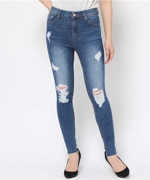 EGOIST（エゴイスト）の「クラッシュデニムスキニー（デニムパンツ・レディース・ネイビー/ブルー・2/1/0）」の15枚目の写真