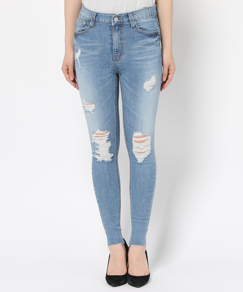 EGOIST（エゴイスト）の「クラッシュデニムスキニー（デニムパンツ・レディース・ネイビー/ブルー・2/1/0）」の3枚目の写真