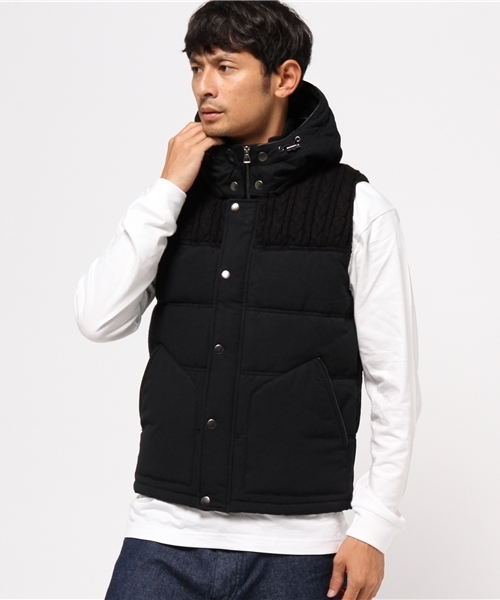 Request リクエスト の Request ファイバーダウンベスト ケーブルニット ダウンベスト Wear