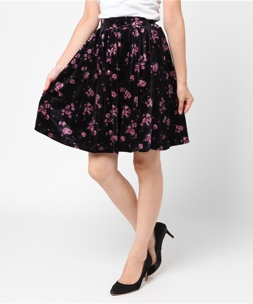 Honeys（ハニーズ）の「べロアスカート（スカート・レディース・ブラック/ボルドー/ブラック系その他/ブルー系その他・S/M/L）」の3枚目の写真