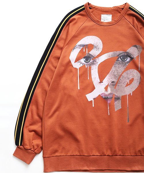 SHAREEF(シャリーフ)の「FACE SWEAT PULL-OVER(Tシャツ/カットソー・メンズ・ダークグリーン/オレンジ/ブラック・1/2/3)」の3枚目の写真