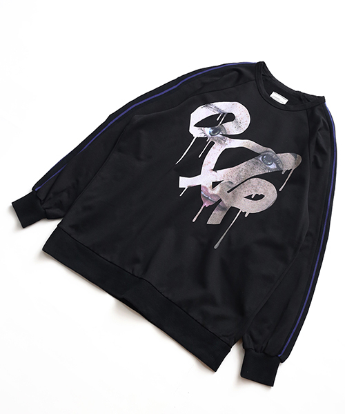 SHAREEF(シャリーフ)の「FACE SWEAT PULL-OVER(Tシャツ/カットソー・メンズ・ダークグリーン/オレンジ/ブラック・1/2/3)」の2枚目の写真