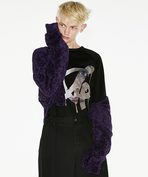 SHAREEF(シャリーフ)の「FACE SWEAT PULL-OVER(Tシャツ/カットソー・メンズ・ダークグリーン/オレンジ/ブラック・1/2/3)」の4枚目の写真