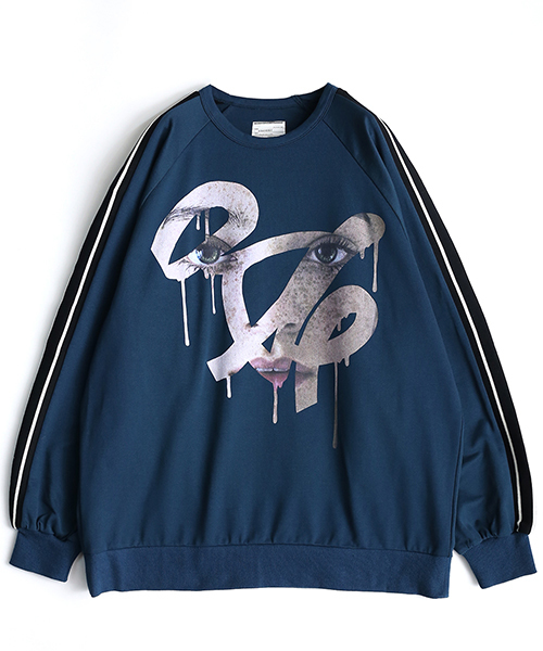 SHAREEF(シャリーフ)の「FACE SWEAT PULL-OVER(Tシャツ/カットソー・メンズ・ダークグリーン/オレンジ/ブラック・1/2/3)」の6枚目の写真
