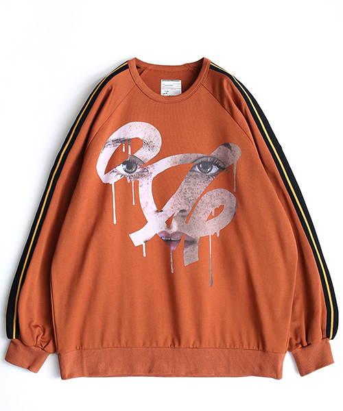 SHAREEF(シャリーフ)の「FACE SWEAT PULL-OVER(Tシャツ/カットソー・メンズ・ダークグリーン/オレンジ/ブラック・1/2/3)」の7枚目の写真